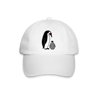 Pinguin mit Baby - Baseballkappe - Weiß/Weiß - Vorne