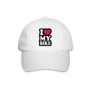 I love my bike - Ich liebe mein Motorrad - Baseballkappe - Weiß/Weiß - Vorne