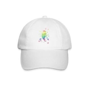 Feder Regenbogen vintage shabby cool Geschenk - Baseballkappe - Weiß/Weiß - Vorne