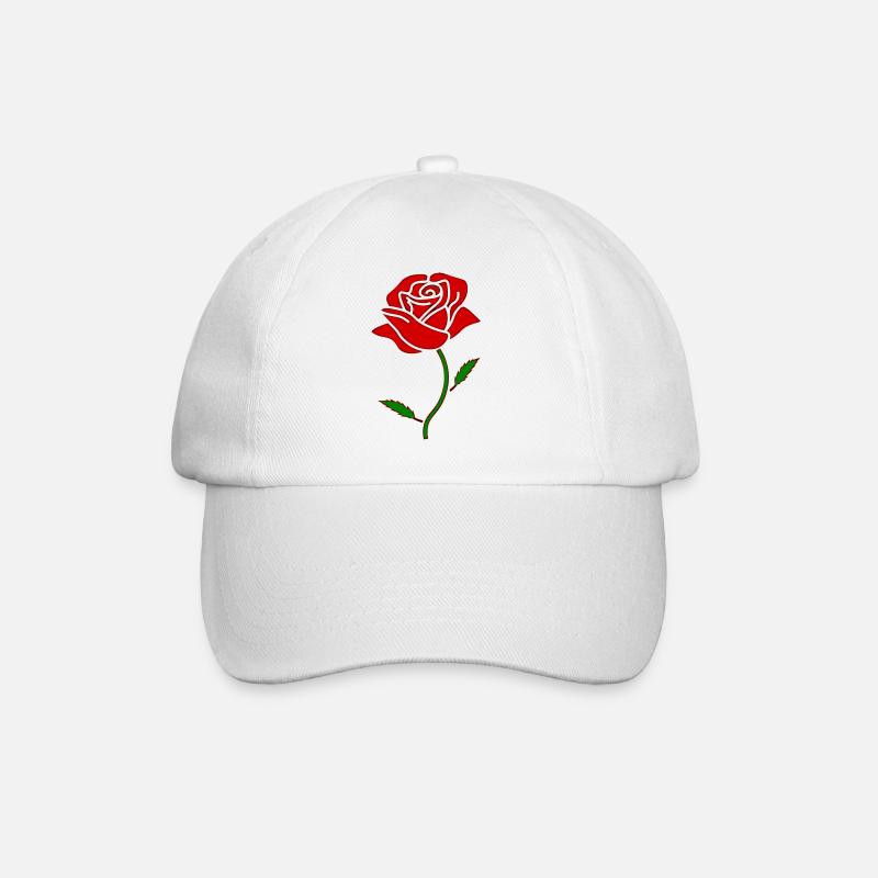 Rote Rose - Baseballkappe - Weiß/Weiß
