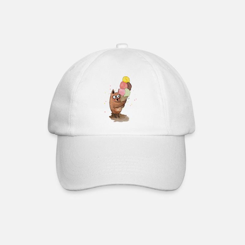 Owl with huge ice - Baseball Cap - white/white