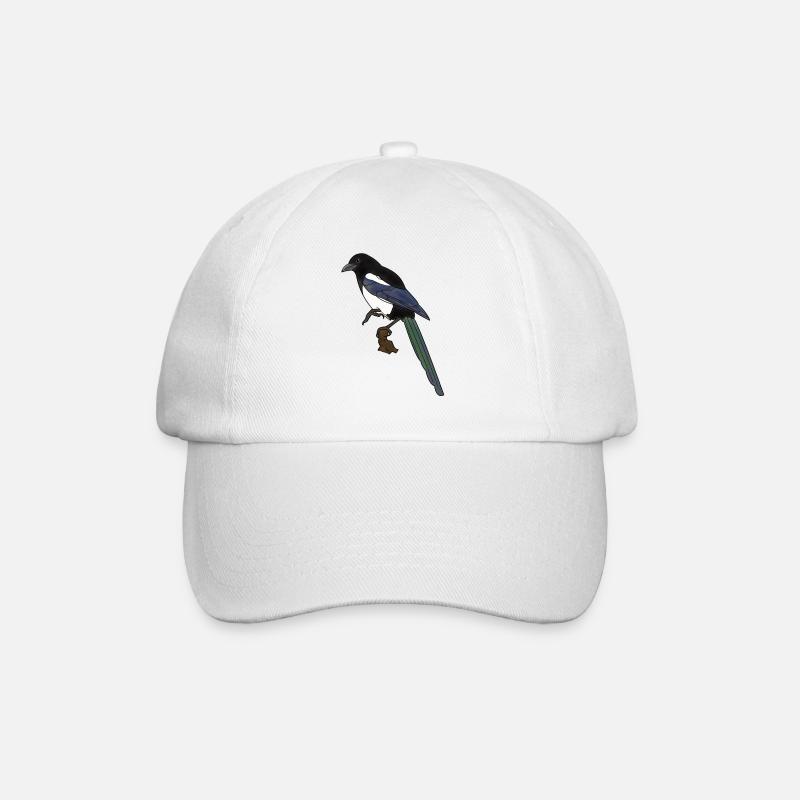 Magpie, raven, bird - Baseball Cap - white/white