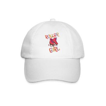 Roller skate - Roller Girl with roller skates running 80 - Baseball Cap - white/white - Front