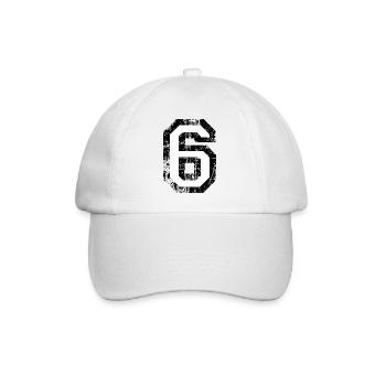 Zahl 6 (Vintage Weiß) 6. Geburtstag Nr. 6 - Baseballkappe - Weiß/Weiß - Vorne