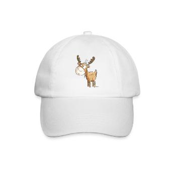 Witziger Elch - Elche - Hirsch - Reh - Geschenk - Baseballkappe - Weiß/Weiß - Vorne