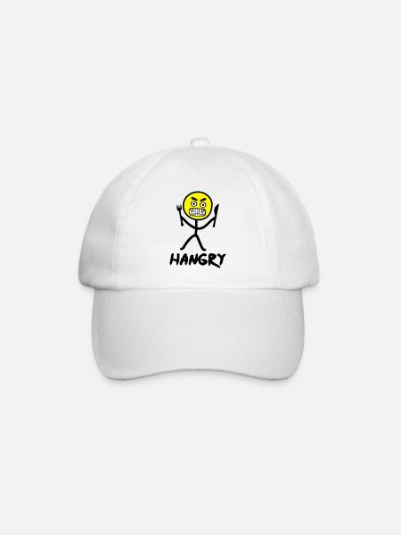 Hungriges Emoji Strichmännchen - Baseballkappe - Weiß/Weiß