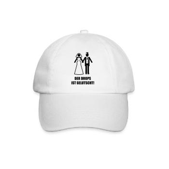 Der Drops Ist Gelutscht! JGA Polterabend Hochzeit - Baseballkappe - Weiß/Weiß - Vorne