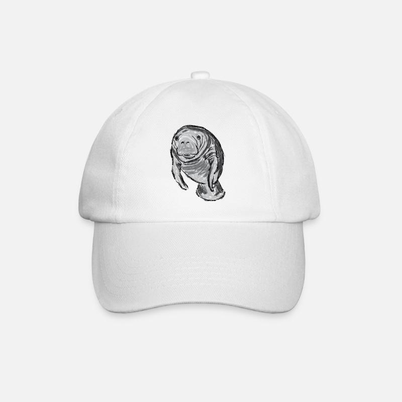 Design mit Seekuh / Artwork with a Manatee - Baseballkappe - Weiß/Weiß