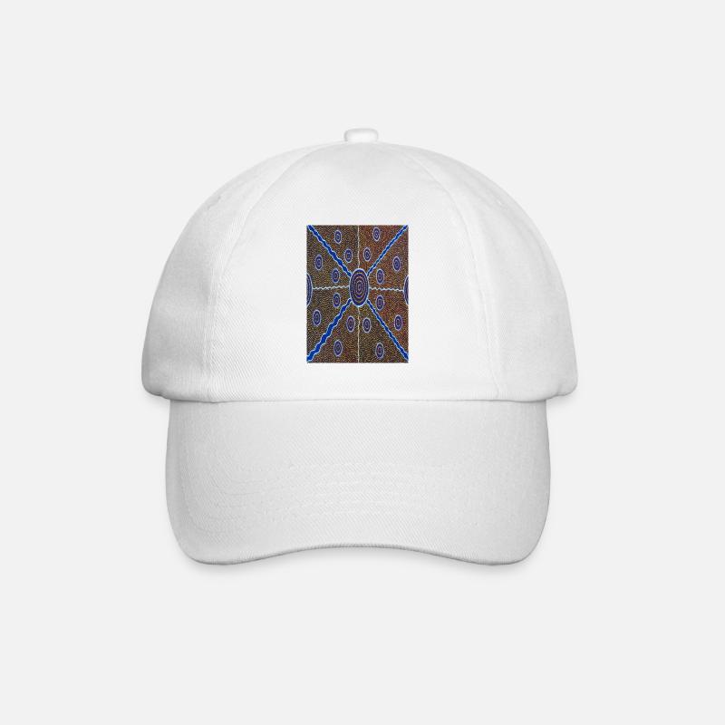 Kunst der australischen Aborigines - Baseballkappe - Weiß/Weiß