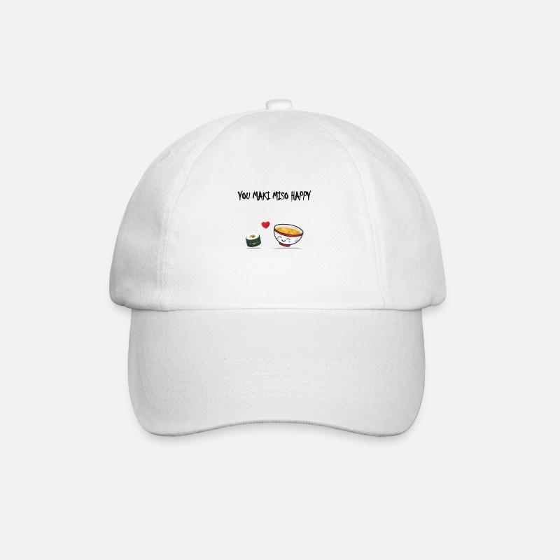 YOU MAKI MISO HAPPY, Sushi und Suppe, Geschenk - Baseballkappe - Weiß/Weiß