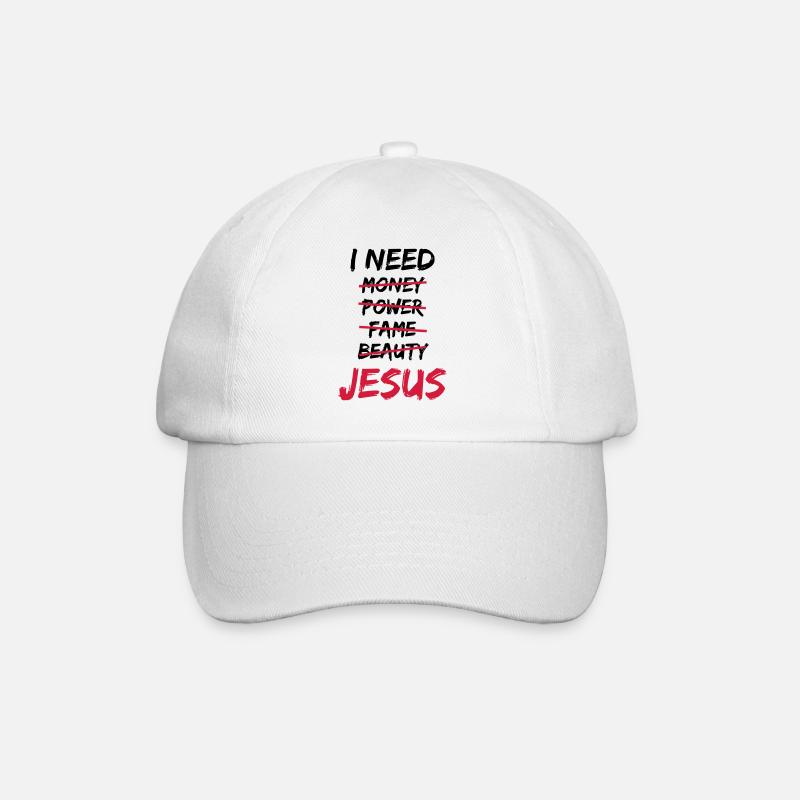 I need Jesus - Baseball Cap - white/white