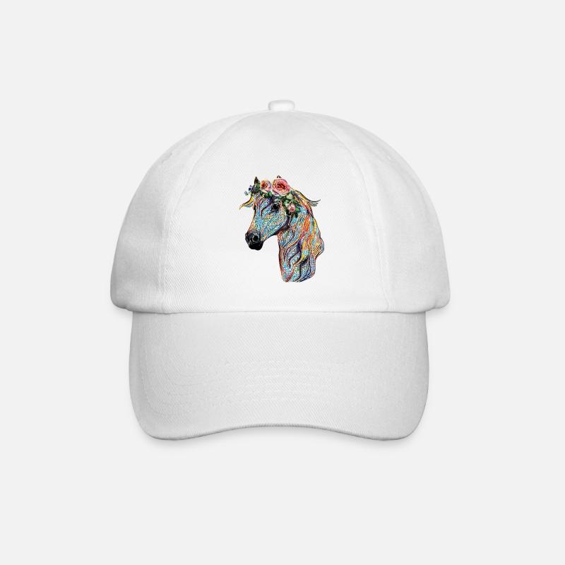 Ein Pferd mit Rosen als farbenfrohes Geschenkmotiv - Baseballkappe - Weiß/Weiß