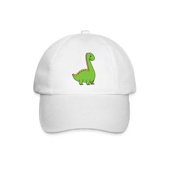 Dino Long Neck Green Dinosaur Kids Shirt - Baseball Cap - white/white - Front