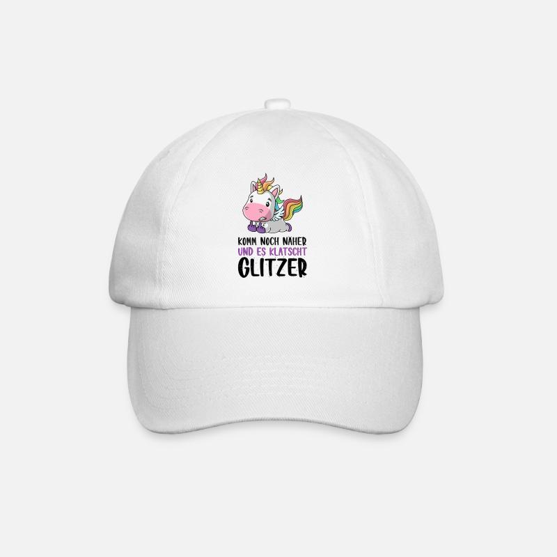 Noch näher es klatscht Glitzer Einhorn Geschenk - Baseballkappe - Weiß/Weiß