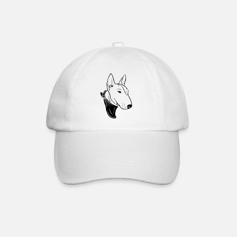 Bullterrier mit Halstuch - Baseballkappe - Weiß/Weiß