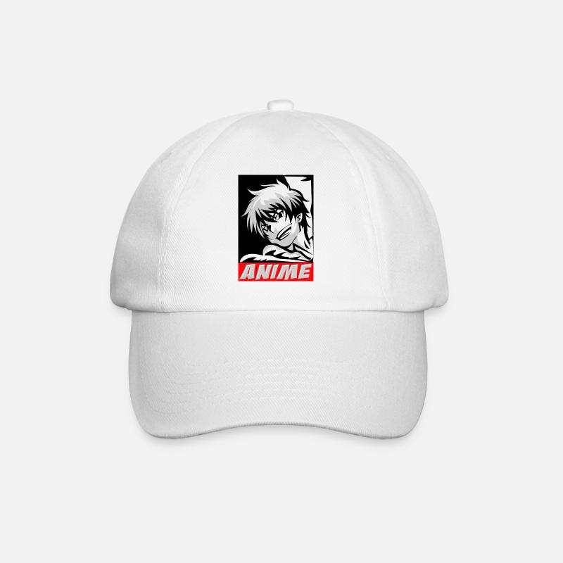 Anime Manga Junge - Baseballkappe - Weiß/Weiß