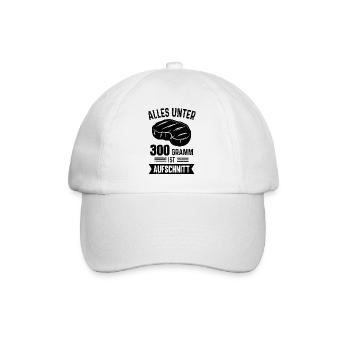 Lustiges Grill BBQ 300 Gramm Steak Spruch - Baseballkappe - Weiß/Weiß - Vorne