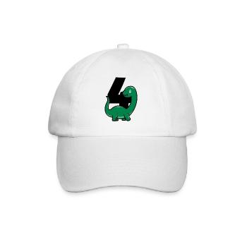VIER DINO Dinosaurier 4 Jahre - Baseballkappe - Weiß/Weiß - Vorne