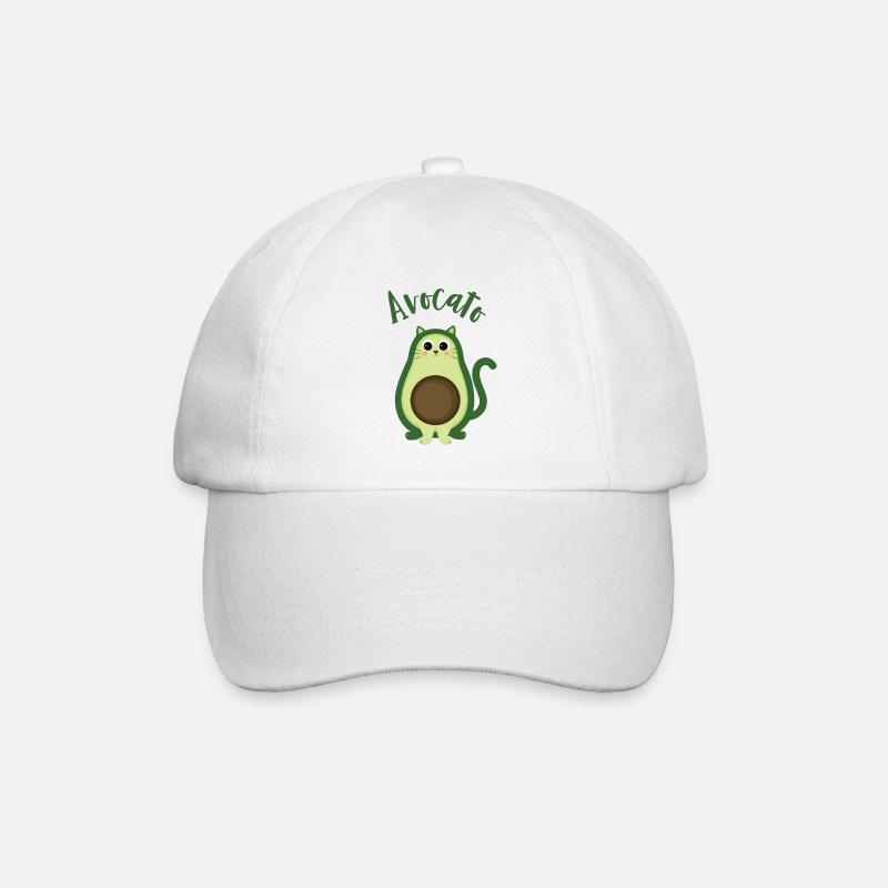 Avocado Lustiges süßes Kätzchen - Baseballkappe - Weiß/Weiß