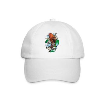 Koi mit Seerosen - Baseballkappe - Weiß/Weiß - Vorne