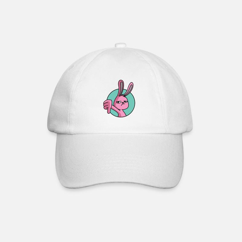Hase Daumen Runter - Baseballkappe - Weiß/Weiß
