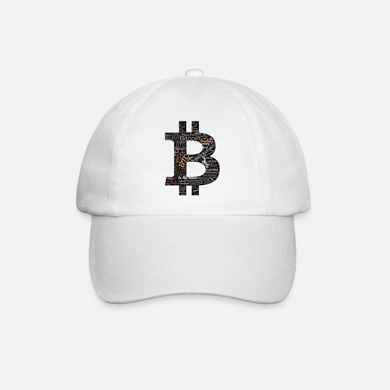 Bitcoin BTC Crypto Word Cloud Art - Baseballkappe - Weiß/Weiß