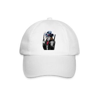 Skeleton Cowboy Revolver Western - Baseball Cap - white/white - Front