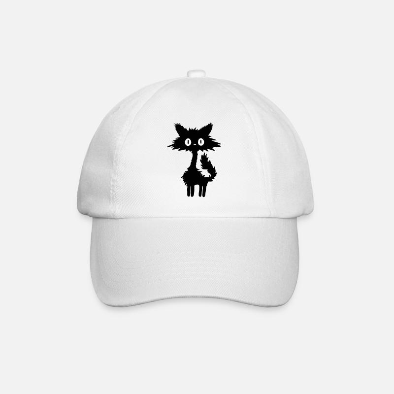 Schwarze Katze - Baseballkappe - Weiß/Weiß
