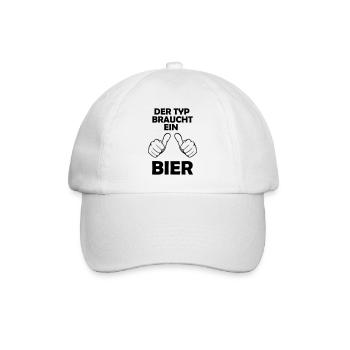 Der Typ braucht ein Bier - Baseballkappe - Weiß/Weiß - Vorne