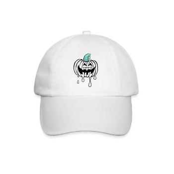 Halloweenkürbis , tropfend, Cartoon, lachend ,weiß - Baseballkappe - Weiß/Weiß - Vorne