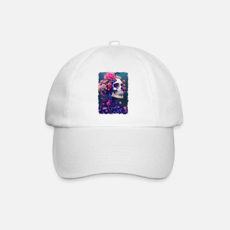 Fusion des fleurs et du crâne - Casquette classique - blanc/blanc