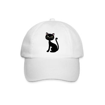 Happy black cat - Baseball Cap - white/white - Front