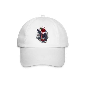 Ahoi MatRose – Maritimes Wortspiel Design - Baseballkappe - Weiß/Weiß - Vorne