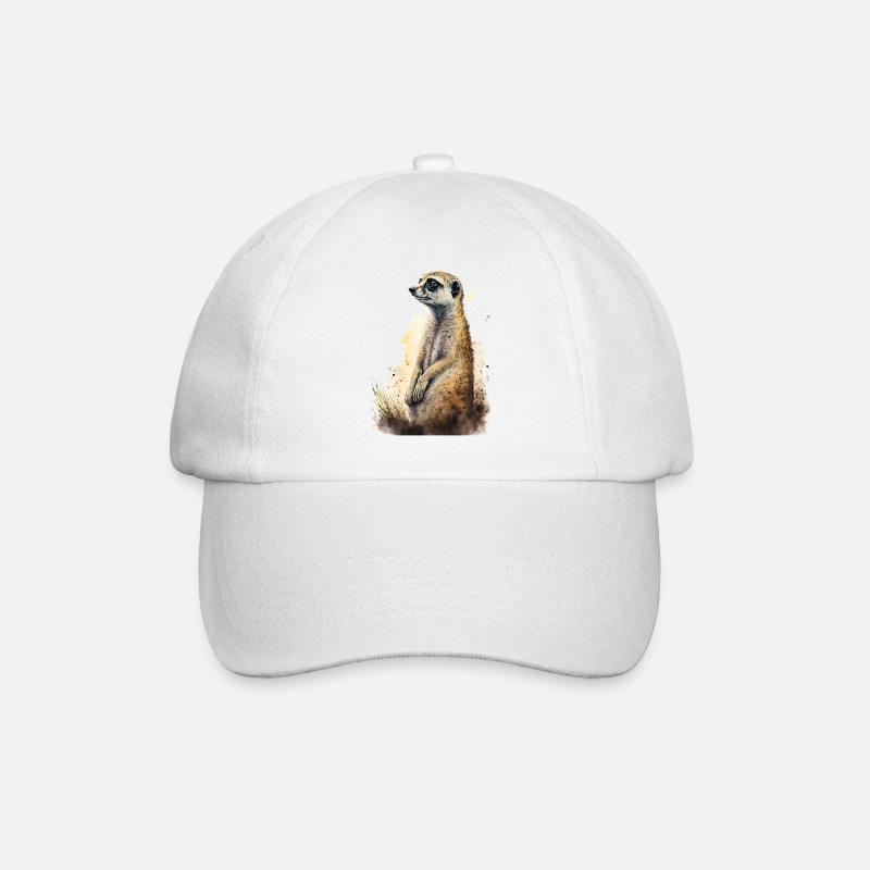 Süßes niedliches Erdmännchen - Baseballkappe - Weiß/Weiß