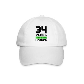 34 Years Loaded 34th Birthday - Baseball Cap - white/white - Front