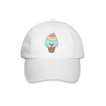 Kawaii Cute Happy Colorful Ice Cream - Baseball Cap - white/white - Front