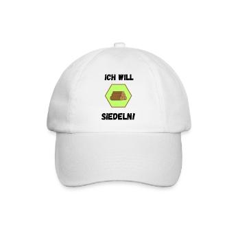 Ich will siedeln - Baseballkappe - Weiß/Weiß - Vorne