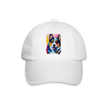 Porträt des Hunde-Corgis - Baseballkappe - Weiß/Weiß - Vorne