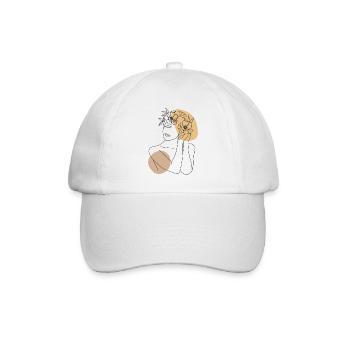 Frau in beige - Baseballkappe - Weiß/Weiß - Vorne