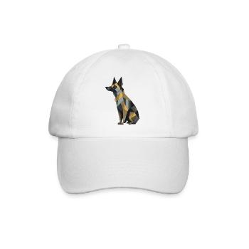 Geometrischer Deutscher Schäferhund - Baseballkappe - Weiß/Weiß - Vorne