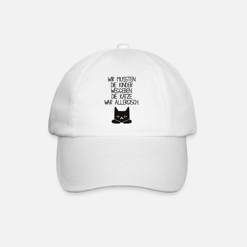 Kinder Allergie - Katze - Baseballkappe - Weiß/Weiß