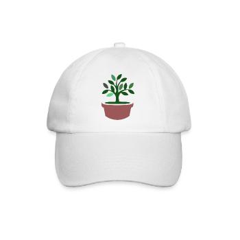 Pflanze im Blumentopf - Symbol Logo - Baseballkappe - Weiß/Weiß - Vorne
