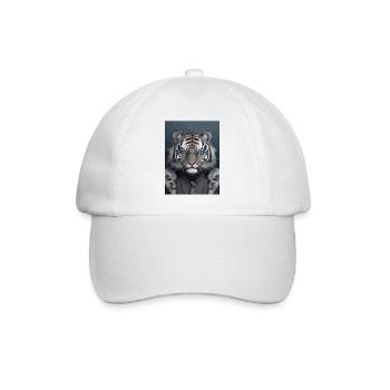 Tête de tigre royal noir et gris aux yeux bleus - Casquette classique - blanc/blanc - Devant