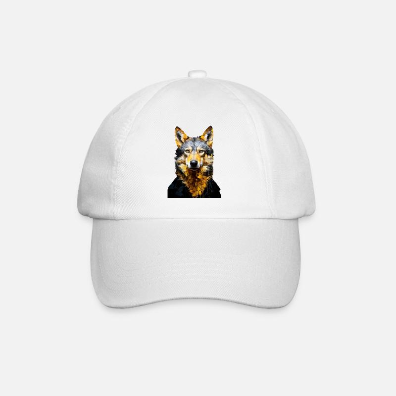 Wolf Tierkunst #wolf - Baseballkappe - Weiß/Weiß