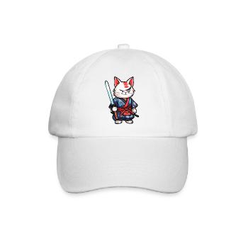 Samurai Cat #25 - Baseball Cap - white/white - Front