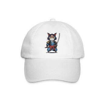 Samurai-Katze #22 - Baseballkappe - Weiß/Weiß - Vorne