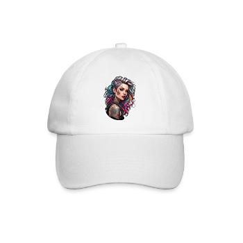 Rocker Girl / Punk Rock / Woman / Colorful Hair / Cool - Baseball Cap - white/white - Front