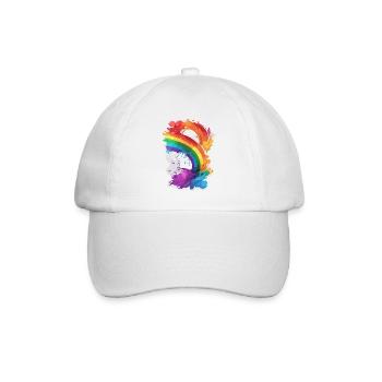 Regenbogen Flagge / LGBTQIA+ /Transgender / Gay - Baseballkappe - Weiß/Weiß - Vorne