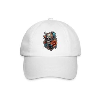 Skull / skull / skeleton / gothic / tattoo - Baseball Cap - white/white - Front