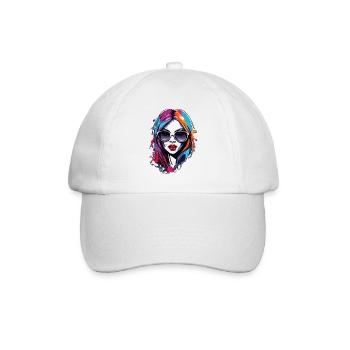 Femme / Jolie / Portrait / Cheveux colorés / Modèle - Casquette classique - blanc/blanc - Devant